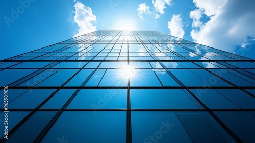 Wallpaper Mural Blue skyscape view of a glass building Torontodigital.ca