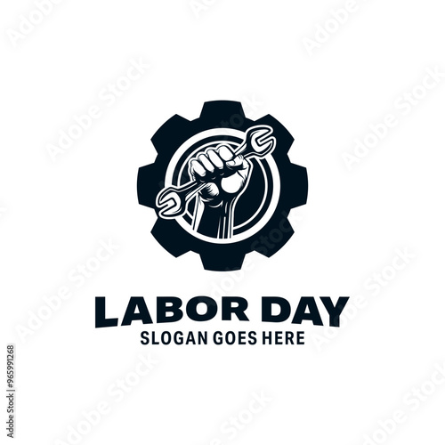 Wallpaper Mural Labor Day. hand holding Hammer with gear logo Torontodigital.ca