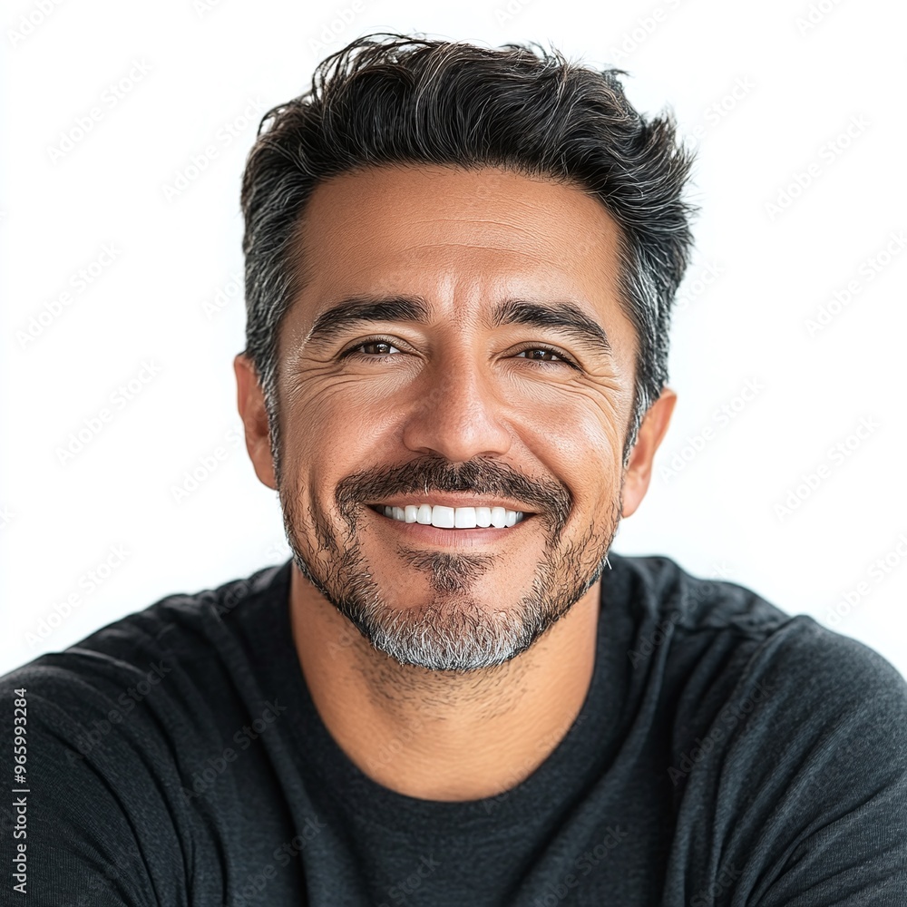 portrait of a mature middle-aged businessman smiling happy confident freelancer or entrepreneur Latin Hispanic man isolated on a white background professional career headshot executive portrait of a mature middle-aged businessman smiling happy confident freelancer or entrepreneur Latin Hispanic man isolated on a white background professional career headshot executive