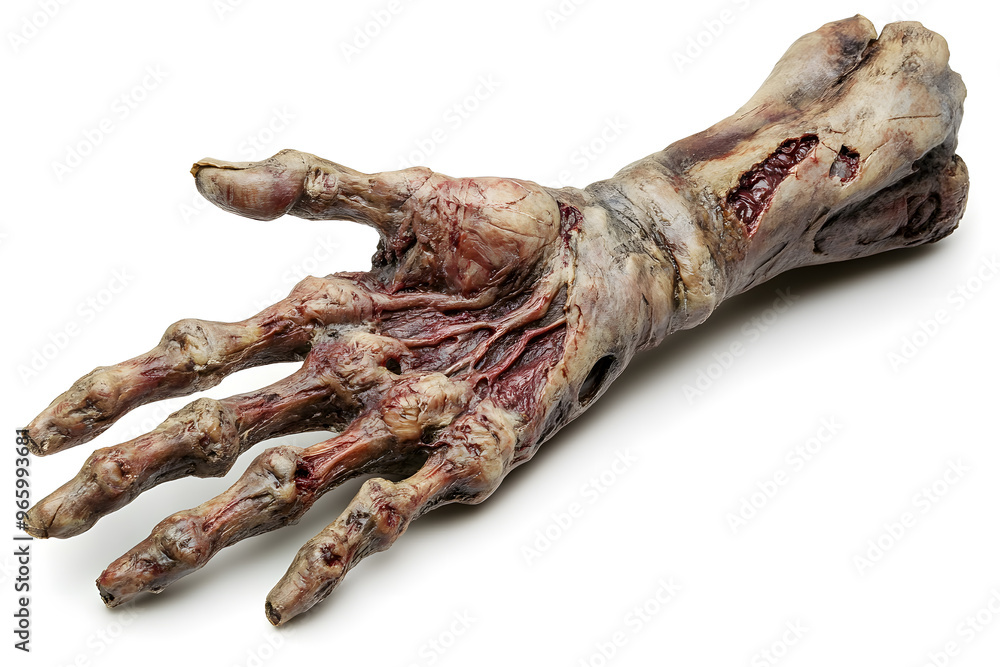 Human scary zombie hand isolated on a white background. Human scary zombie hand isolated on a white background.