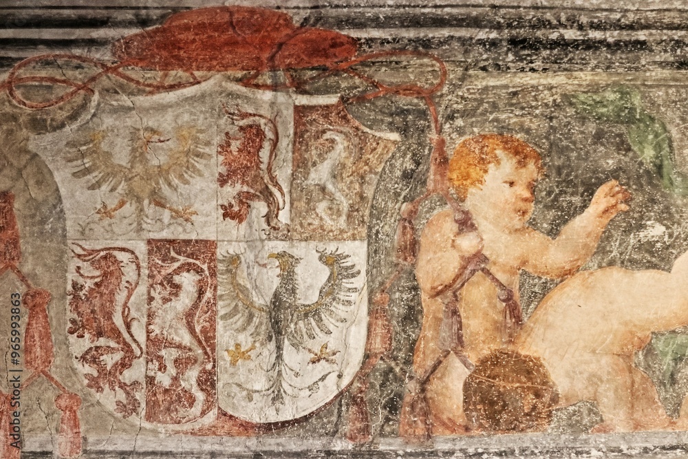 Naklejka premium Interni del Castello di Stenico in Val di Sole, Norditalia