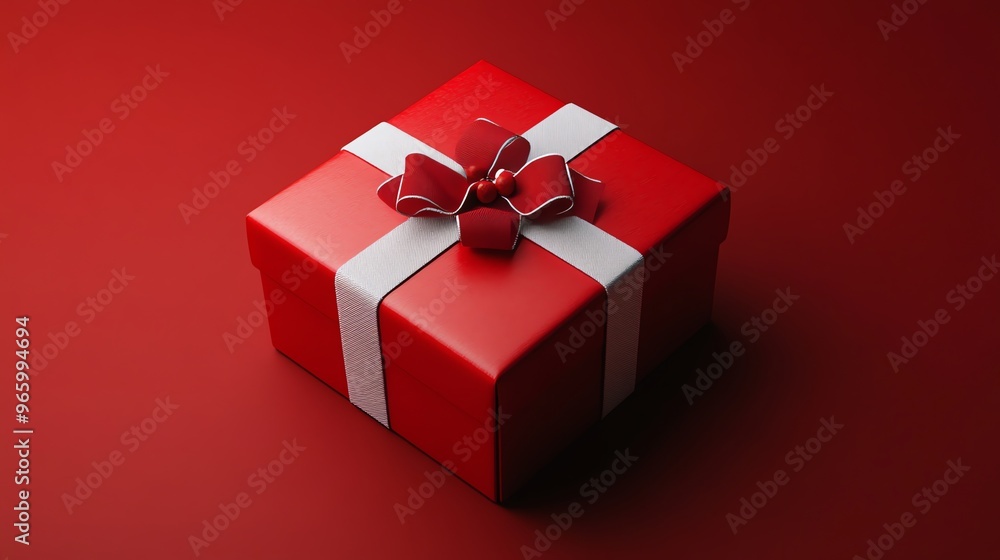 Red Gift Box with White Ribbon and Bow Red Gift Box with White Ribbon and Bow