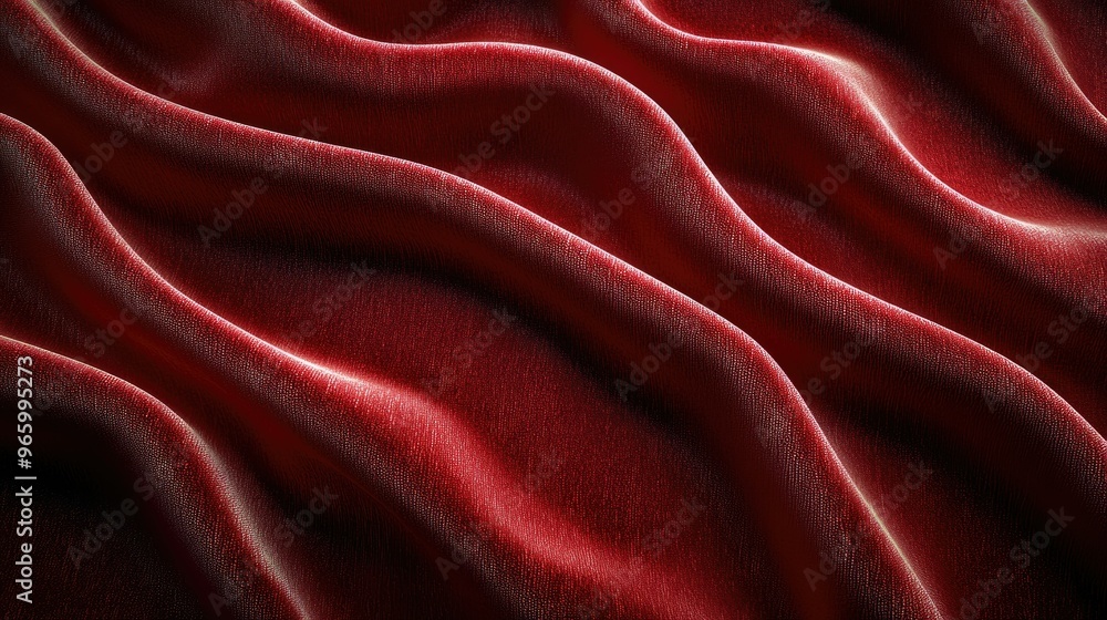 Flowing red fabric with soft waves and sheen.