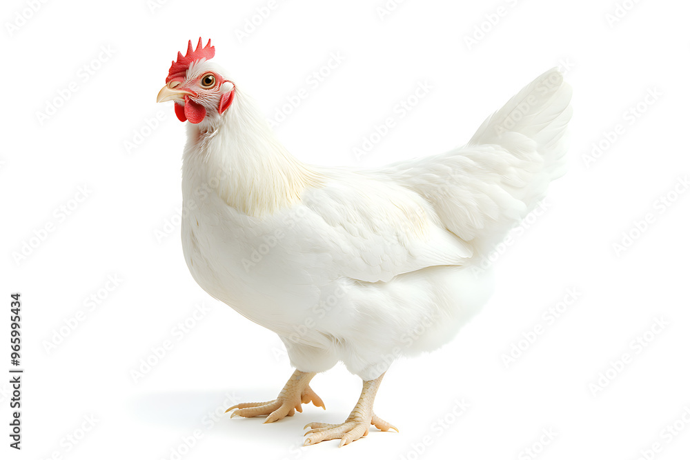 Fototapeta premium White hen isolated on white background