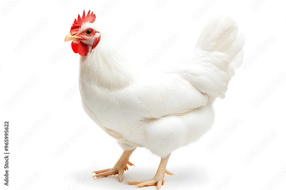 Fototapeta premium White hen isolated on white background