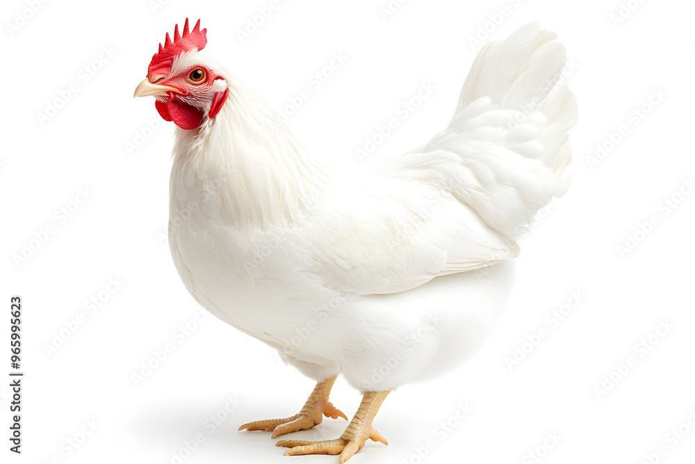 Naklejka premium White hen isolated on white background