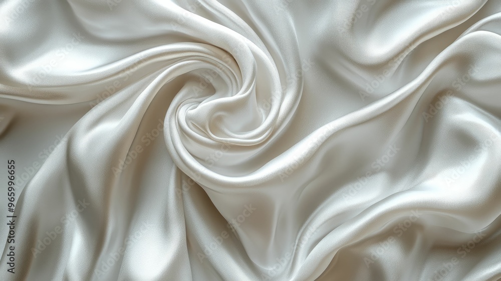 Obraz premium Smooth, flowing white satin fabric texture background.
