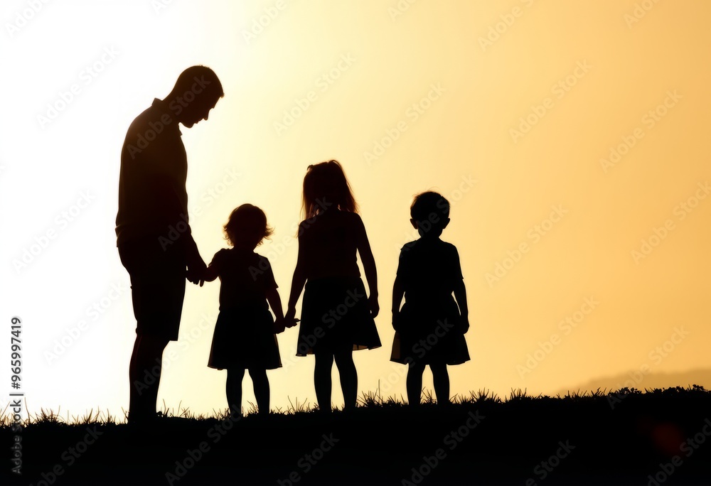 Silhouette Capture the family's silhouette against a bright back Silhouette Capture the family's silhouette against a bright back