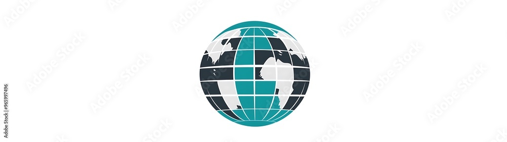 Elegant Minimalistic Globe Logo in Teal and Gray Colors on White Background Elegant Minimalistic Globe Logo in Teal and Gray Colors on White Background