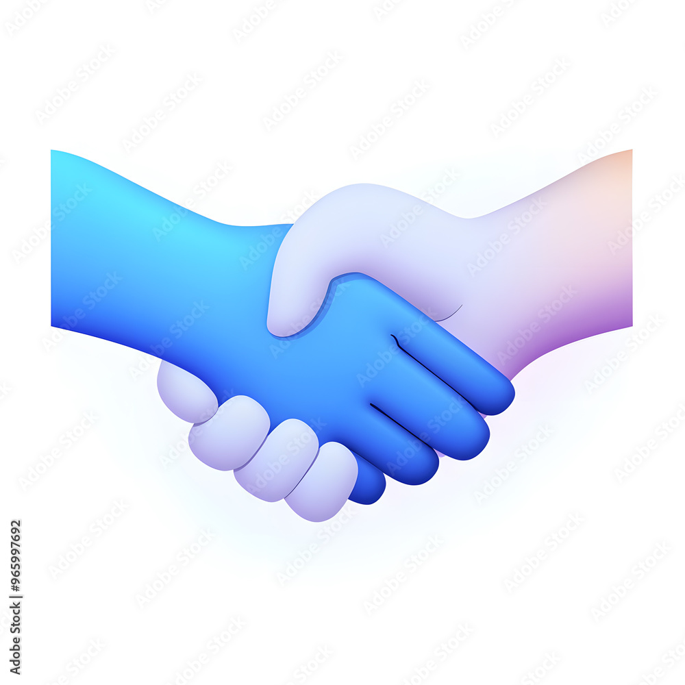Handshake 3d cartoon icon isolated on white background Handshake 3d cartoon icon isolated on white background