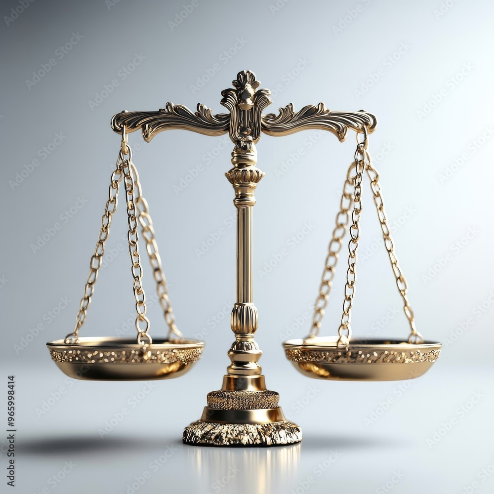 Golden scales of justice symbolize balance and equality in law Golden scales of justice symbolize balance and equality in law