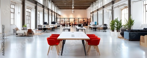 A retrofitted old warehouse turned into a co-working space, creative reuse of industrial architecture photo