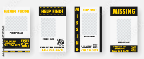 Missing person, help find poster frame collection
