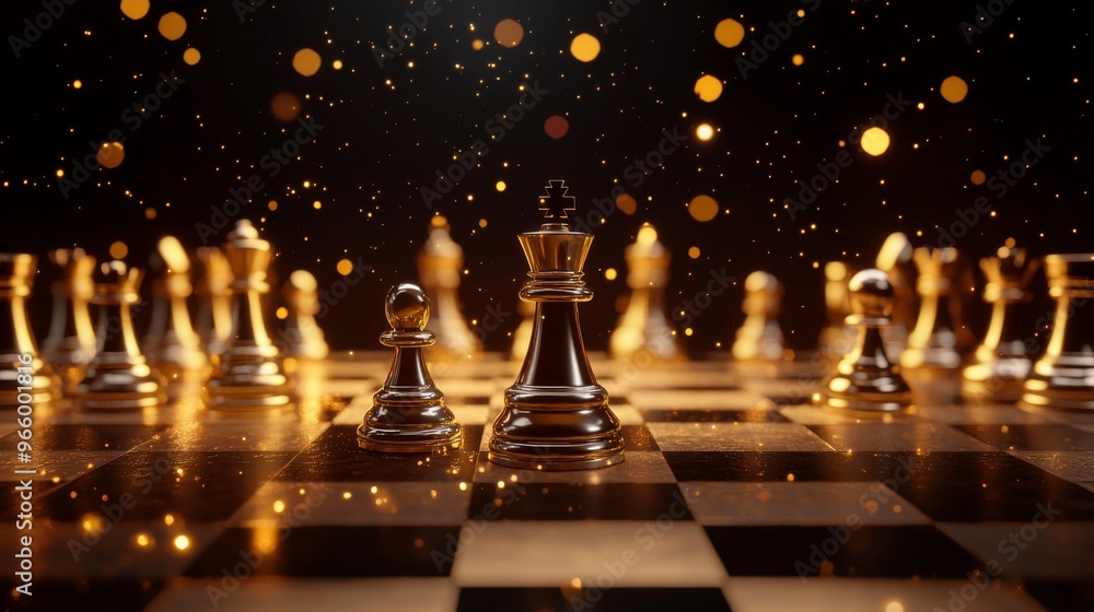 strategy ideas concept business futuristic graphic icon and golden chess board game black colot tone strategy ideas concept business futuristic graphic icon and golden chess board game black colot tone