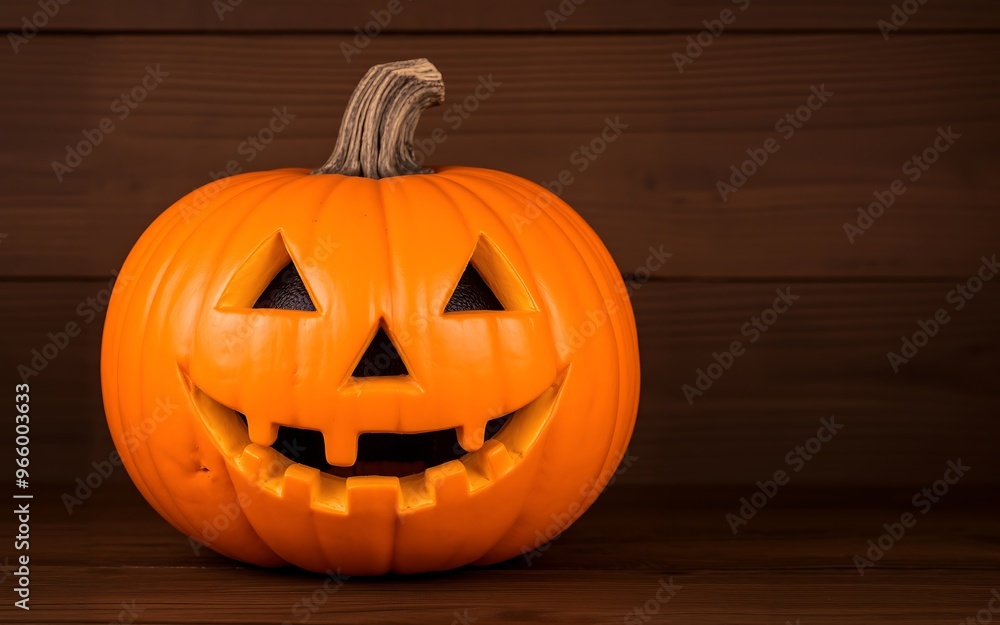 A carved orange pumpkin with a toothy grin against a brown wooden background, perfect for Halloween decorations and spooky autumn celebrations.
A carved orange pumpkin with a toothy grin against a brown wooden background, perfect for Halloween decorations and spooky autumn celebrations.