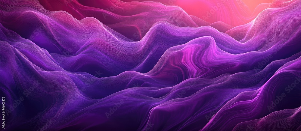 Obraz premium Contemporary Dark Violet Abstract Background Multicolored Digital Futuristic Gradient Mesh with Smooth Shapes Fluid Lavender Purple Artwork featuring Dynamic Layers and Pastel Minimal Surfaces