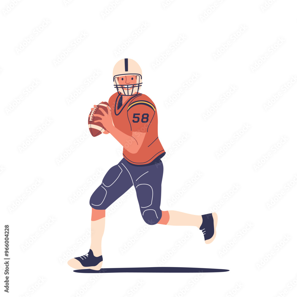 Energetic Rugby Player Character Running With Ball Exhibiting Strength And Agility. Cartoon Vector Image Energetic Rugby Player Character Running With Ball Exhibiting Strength And Agility. Cartoon Vector Image
