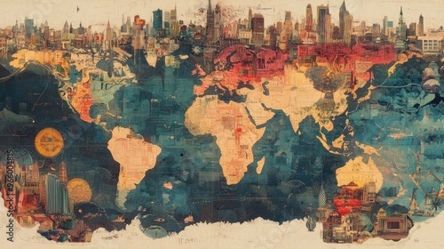 Artistic representation of a global map