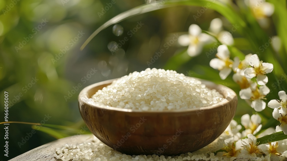 Front view of rice with the white flowers. Front view of rice with the white flowers.