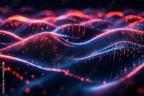 Abstract wave particle technology background 