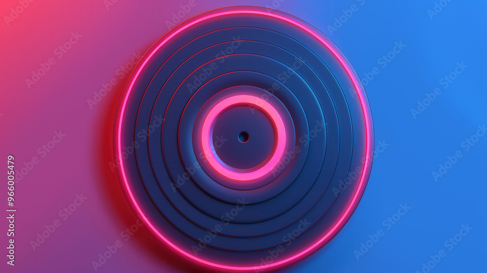 Dynamic 3D Vinyl Symphony, an abstract representation of a vinyl record radiating pulsating light, showcasing vibrant colors and fluid shapes in a modern digital art style. Dynamic 3D Vinyl Symphony, an abstract representation of a vinyl record radiating pulsating light, showcasing vibrant colors and fluid shapes in a modern digital art style.