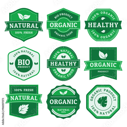 Natural product badge vector set