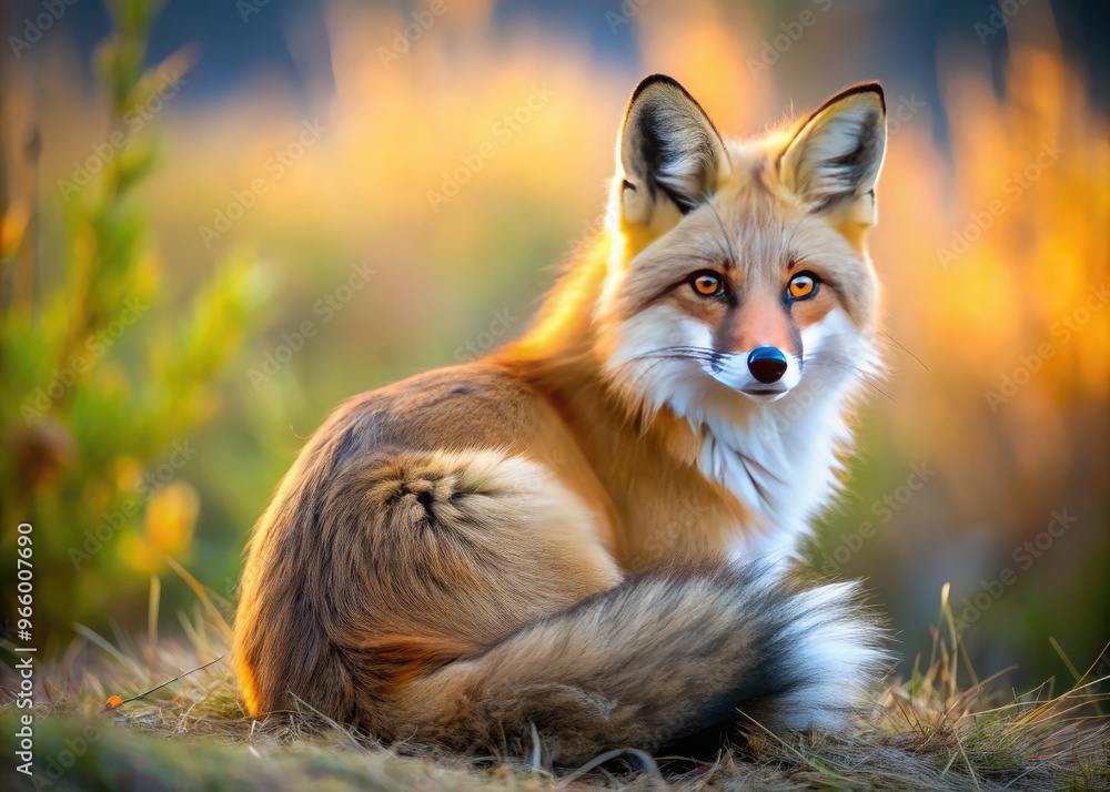 A Charming Photograph Of An Adorable Fox With Soft Fur, Playful Eyes, And A Bushy Tail Curled Gracefully Behind It. A Charming Photograph Of An Adorable Fox With Soft Fur, Playful Eyes, And A Bushy Tail Curled Gracefully Behind It.