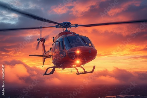 heroic air rescue sleek medical helicopter hovers against dramatic sky dedicated crew ready for action symbolizing hope and swift emergency response