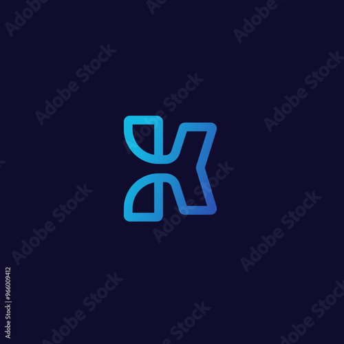 Modern minimalistic logo of the letter K in the form of an airplane. Logo in vector.