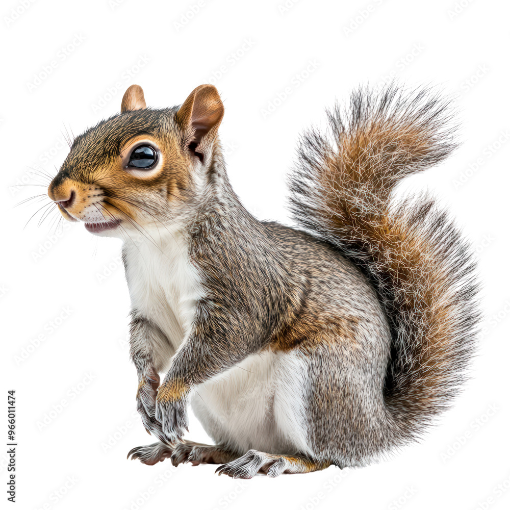 Curious Squirrel with a Fluffy Tail - Close-up Portrait. Curious Squirrel with a Fluffy Tail - Close-up Portrait.