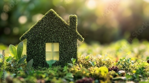 A green home with energy efficiency ratings displayed, symbolizing sustainable living and eco-conscious renovations.