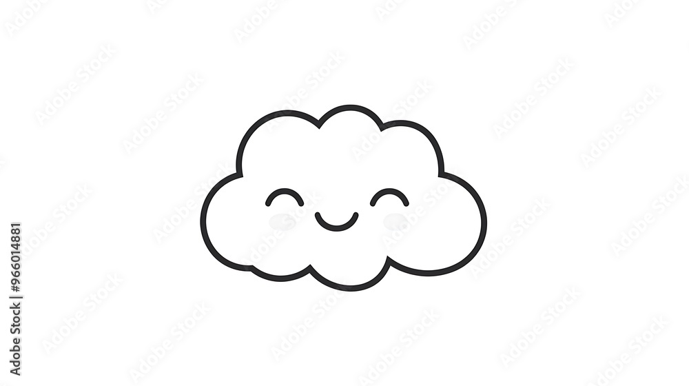 Minimalist Fluffy Cloud Line Drawing Logo on White Background in Cute Cartoon Style Minimalist Fluffy Cloud Line Drawing Logo on White Background in Cute Cartoon Style