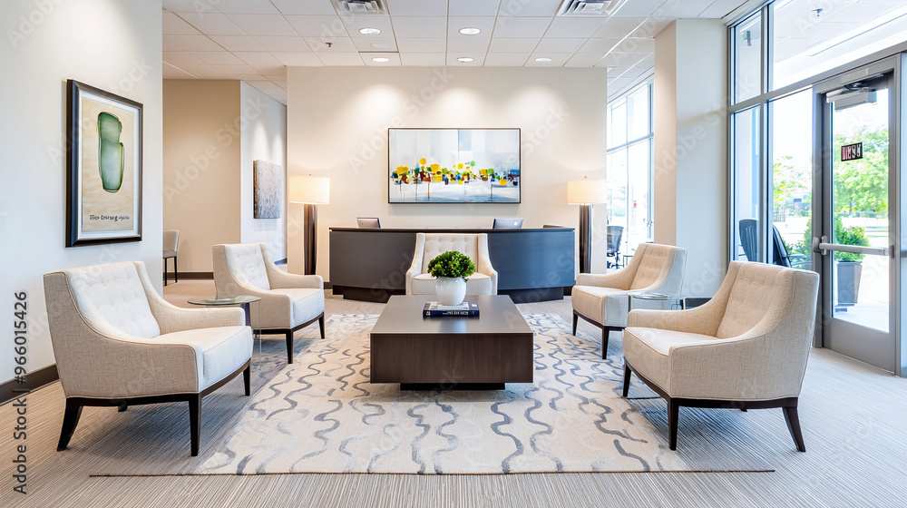 a sophisticated real estate manager’s office, featuring elegant furnishings and modern décor a sophisticated real estate manager’s office, featuring elegant furnishings and modern décor