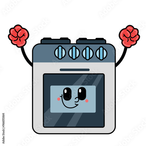 Cute and powerful stove clipart cartoon design art and illustration