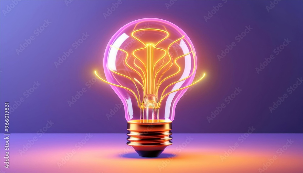 Glowing light bulb with vibrant colors on a gradient background, symbolizing creativity, innovation, and brilliant ideas. Glowing light bulb with vibrant colors on a gradient background, symbolizing creativity, innovation, and brilliant ideas.