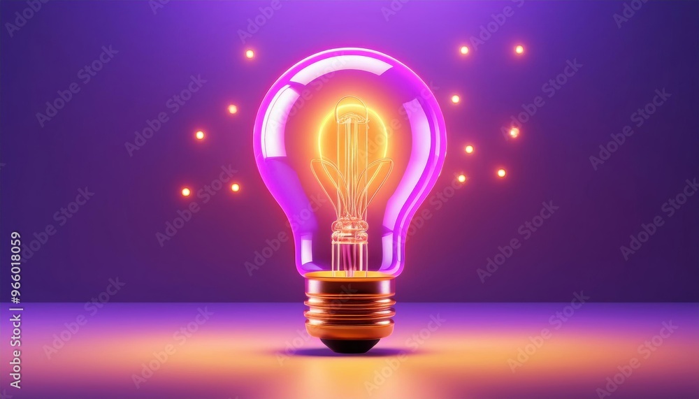 Glowing neon light bulb concept, vibrant and striking illustration, representing innovative ideas and inspirational energy. Glowing neon light bulb concept, vibrant and striking illustration, representing innovative ideas and inspirational energy.