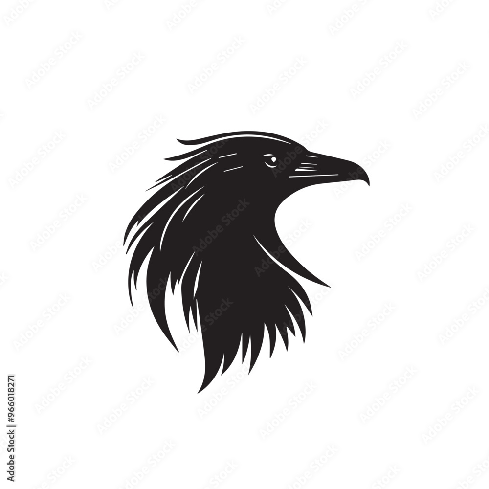 Obraz premium Raven in cartoon, doodle style . Image for t-shirt, web, mobile apps and ui. Isolated 2d vector illustration in logo, icon, sketch style, Eps 10, black and white. AI Generative