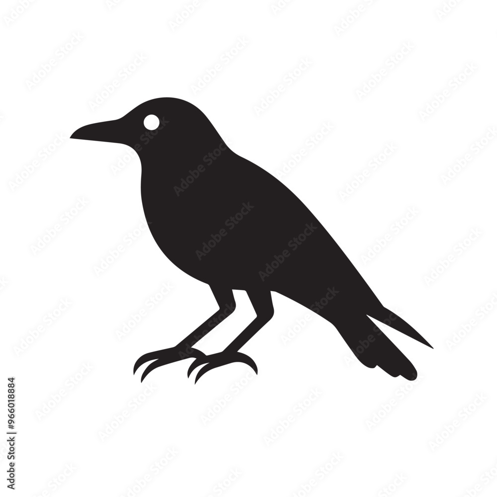 Raven in cartoon, doodle style . Image for t-shirt, web, mobile apps and ui. Isolated 2d vector illustration in logo, icon, sketch style, Eps 10, black and white. AI Generative