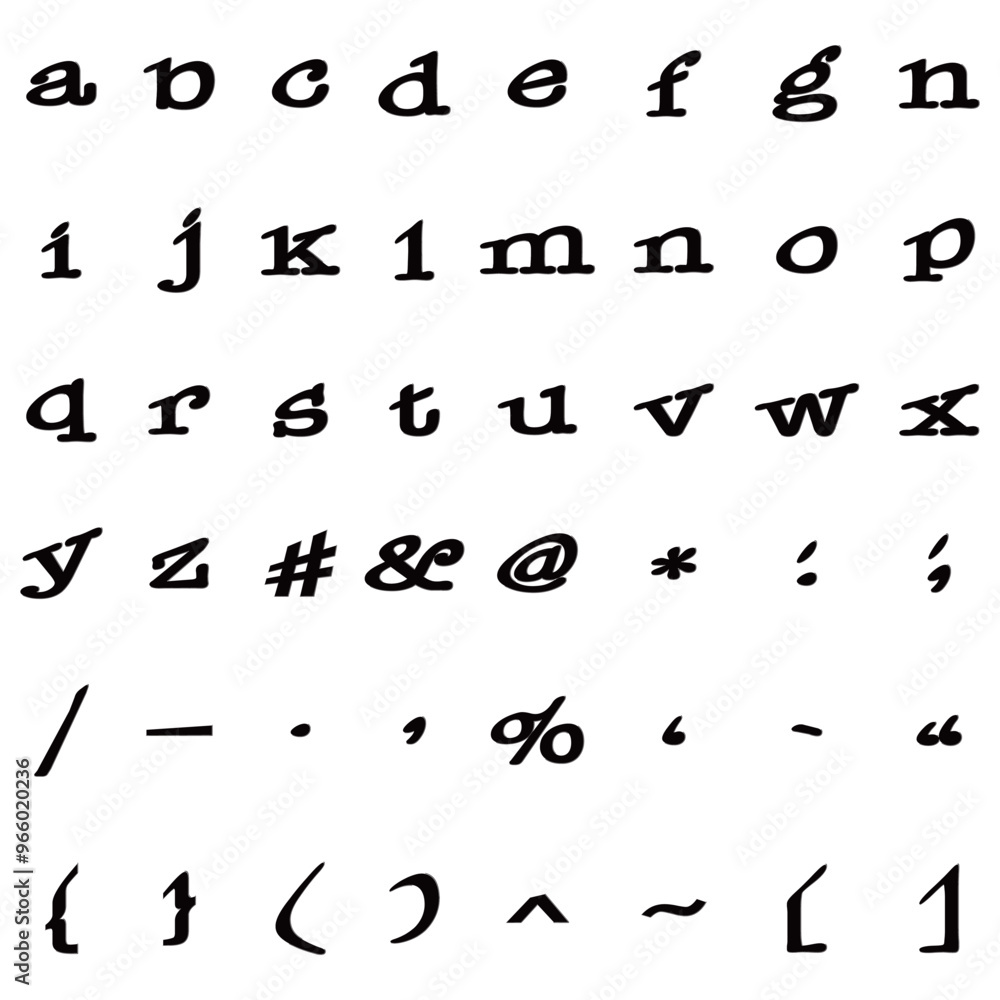 黒の変形した線がついた小文字 黒の変形した線がついた小文字