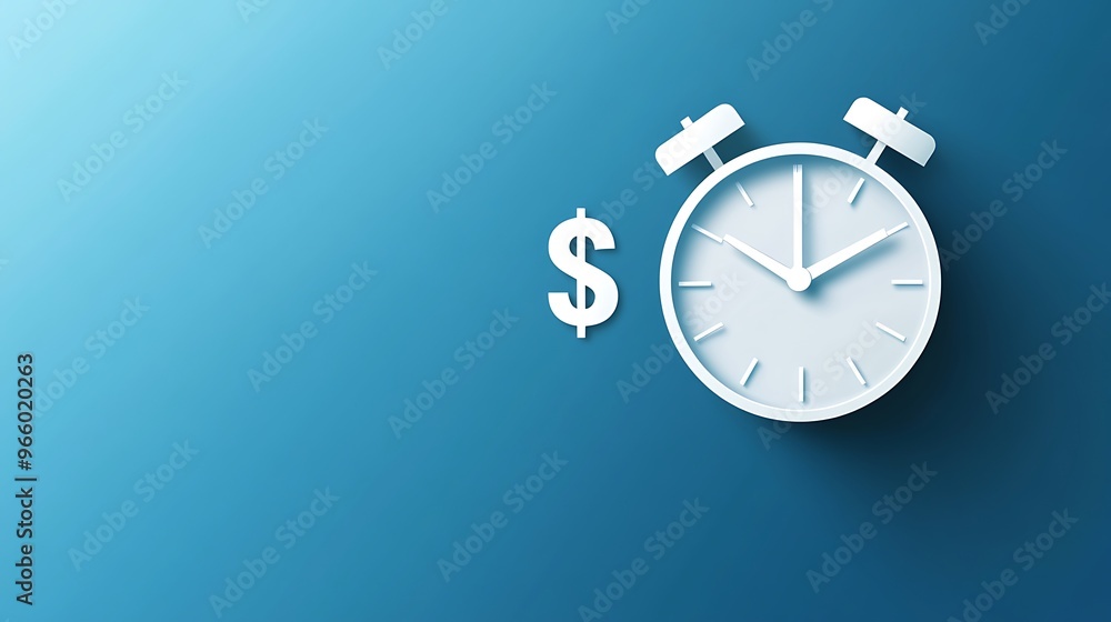 Time is Money Concept - Clock and Dollar Sign on Blue Background, Vector Illustration Time is Money Concept - Clock and Dollar Sign on Blue Background, Vector Illustration