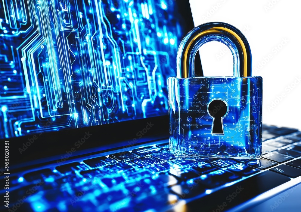 A generative AI system is depicted in front of a digital padlock on a ...