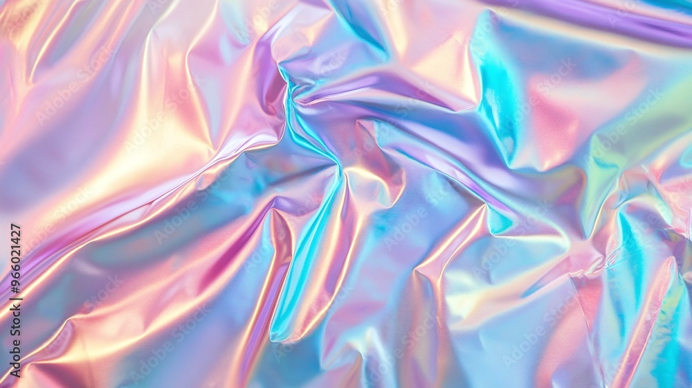 Fototapeta premium shiny holographic texture with gradient rainbow foil and iridescent effect, abstract pastel pattern with light metal finish for vibrant and futuristic design
