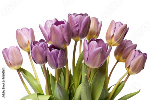 Purple Tulips Isolated on White Background Vibrant Simplicity