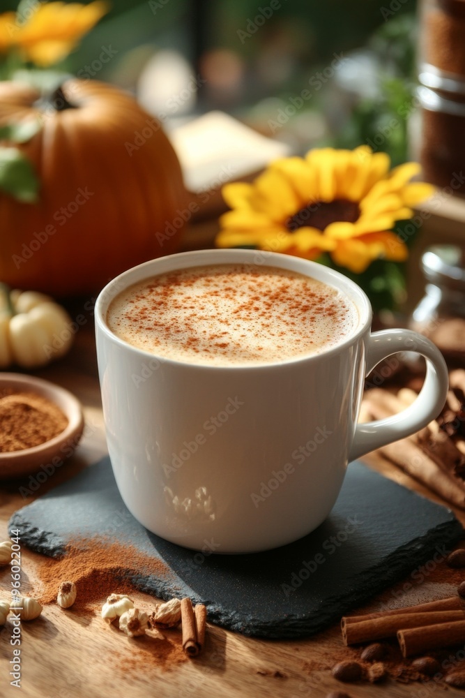Product photo of Pumpkin Spice Latte, coffee, topped with whipped cream and cinnamon. studio lighting. Product photo of Pumpkin Spice Latte, coffee, topped with whipped cream and cinnamon. studio lighting.