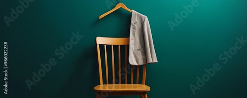 An empty coat hanging on a chair, a room filled with silence, absence, missing presence in daily life