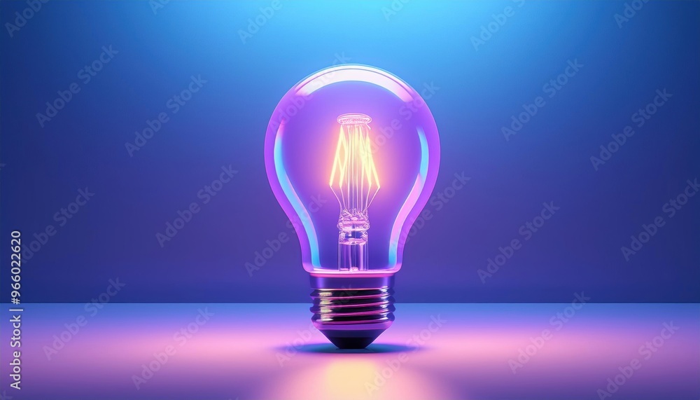 Vibrant glowing light bulb with colorful neon lighting against a gradient background, symbolizing creativity and innovation. Vibrant glowing light bulb with colorful neon lighting against a gradient background, symbolizing creativity and innovation.