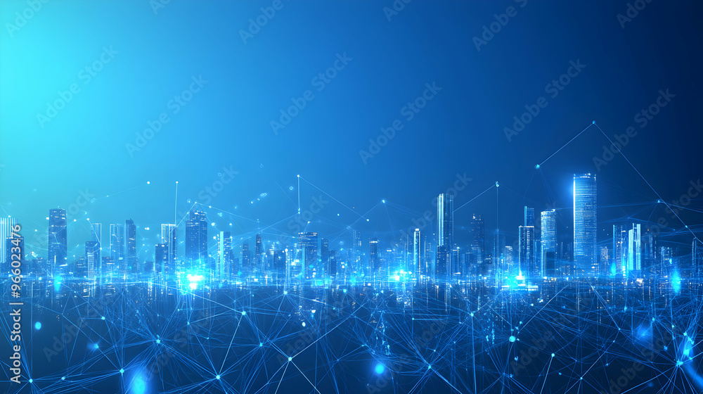 Abstract cityscape with digital network connection concept. Abstract cityscape with digital network connection concept.
