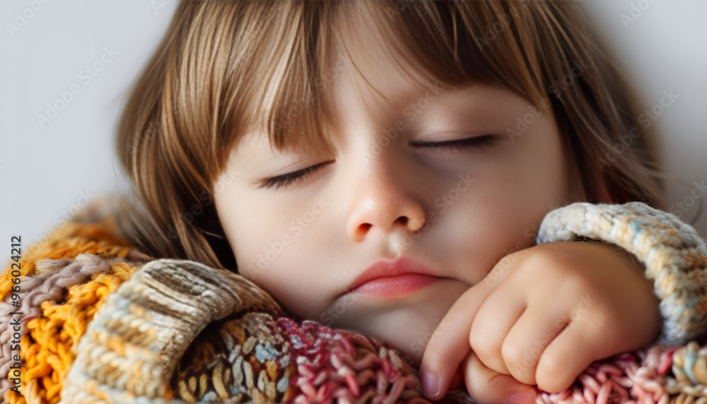 Sick child lying in bed Sick child lying in bed