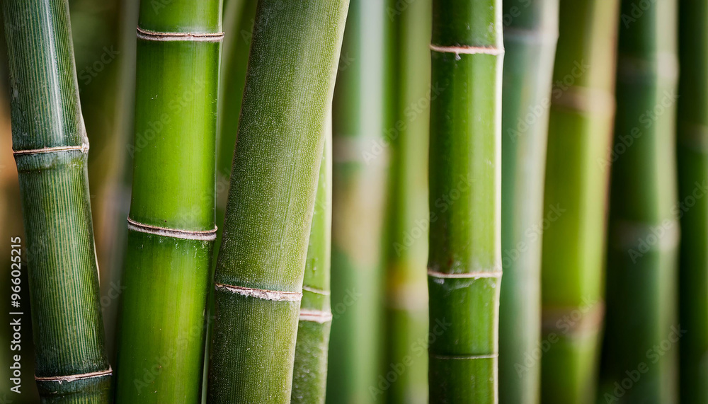 Fototapeta premium Texture of green bamboo trunks, natural pattern. Perfect for serene and organic background.