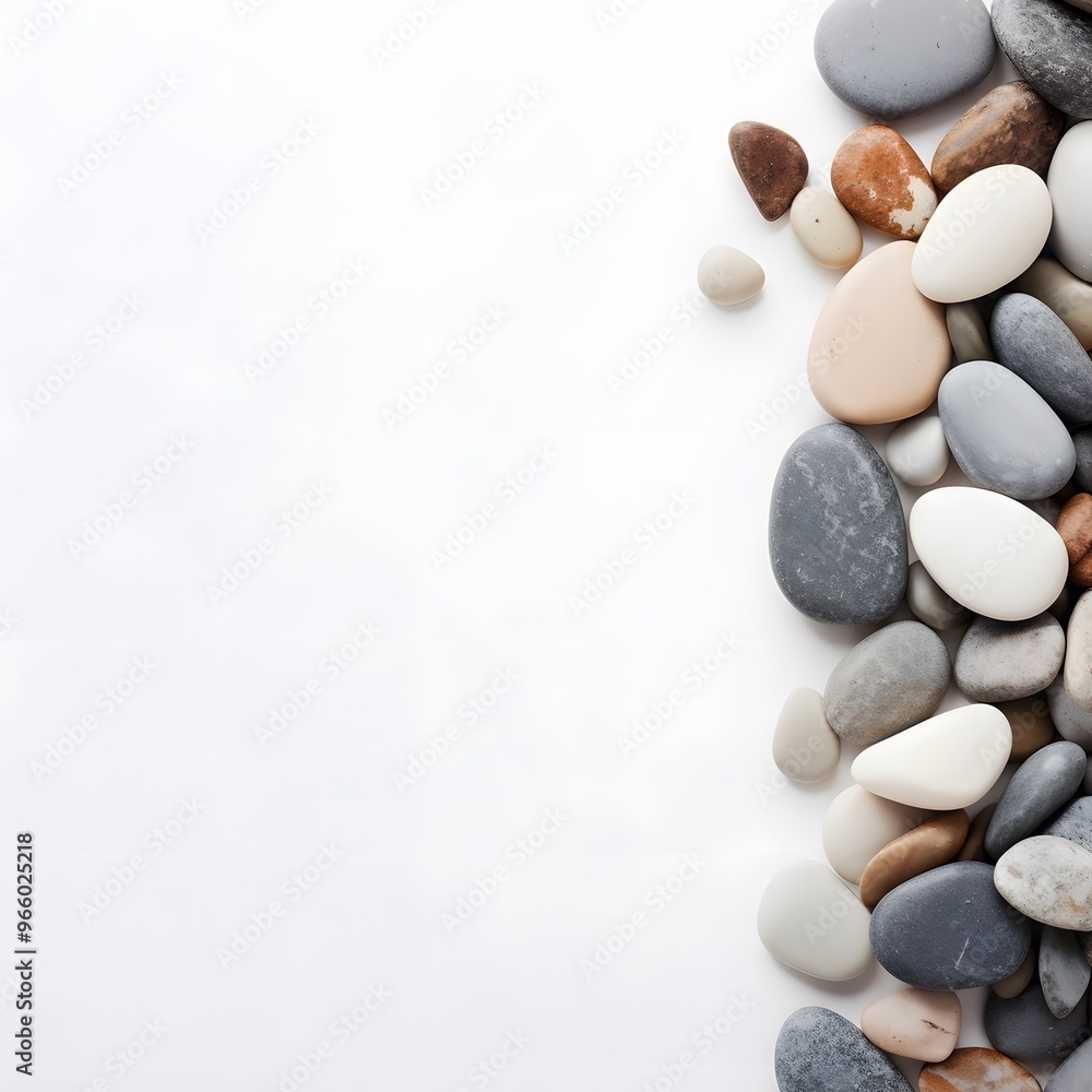 smooth pebbles on a white background with space for text smooth pebbles on a white background with space for text